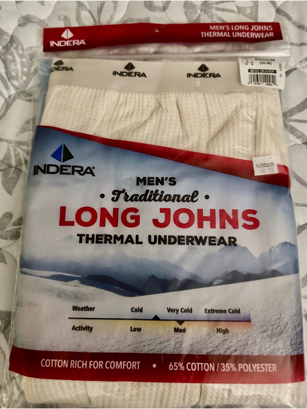 Indera Men’s Traditional Long Johns Thermal Undershirt – Cream